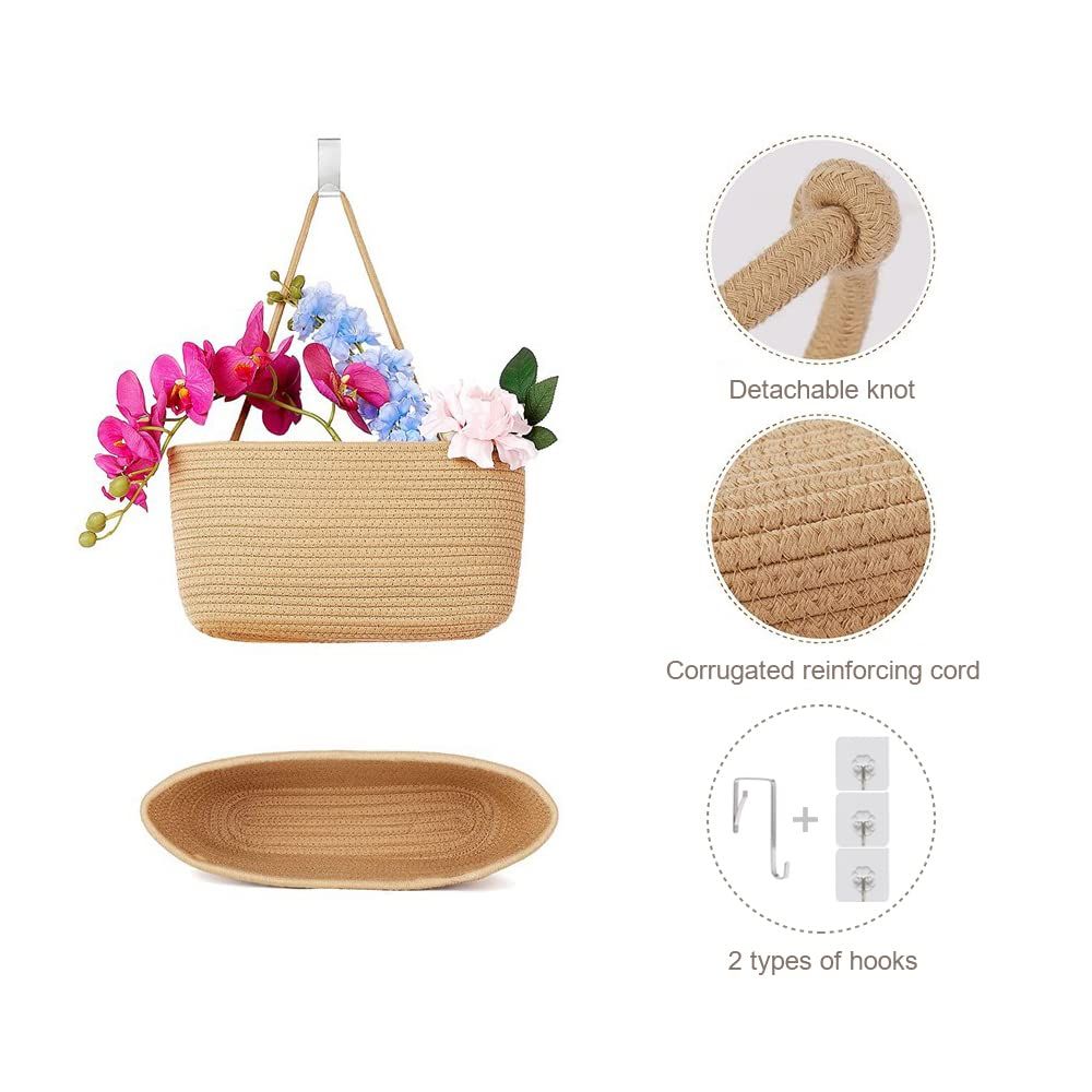 3-Tier Woven Cotton Hanging Storage Basket