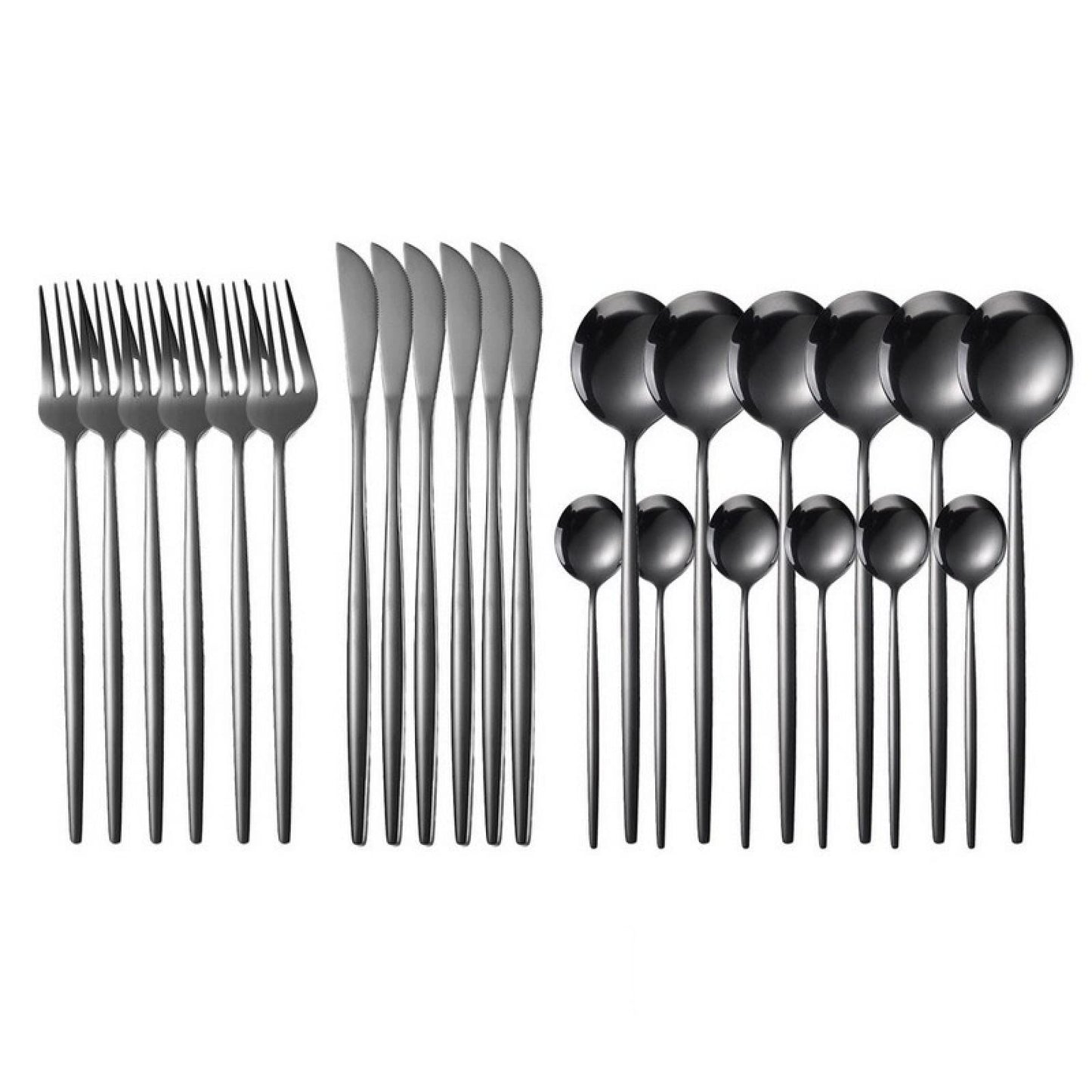 24-Piece Mirror Black Flatware Set