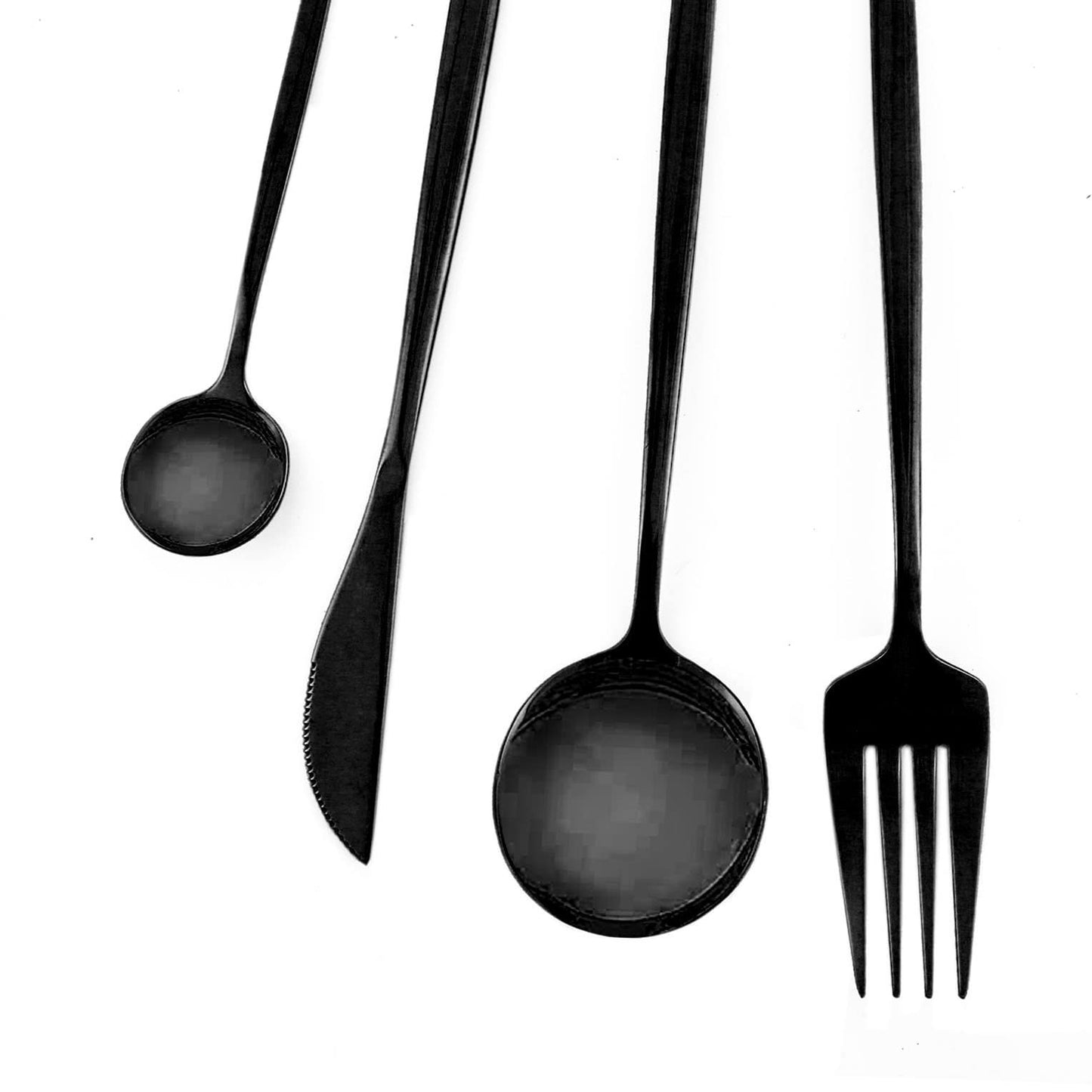 24-Piece Mirror Black Flatware Set